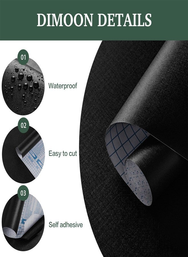 Dimoon 17.7''x118'' Peel and Stick Wallpaper Black Contact Paper for New Environmentally Friendly Materials Thickening Upgrade Embossed Renter Friendly Wall Paper Modern Vinyl Wrap Countertop Bedroom - Image 4