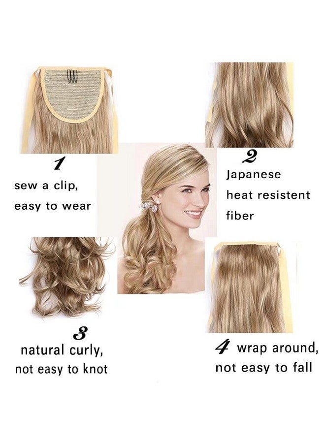 iLUU Curly Ponytail Extension 20" 90G Clip In Ponytail For Women 60 Platinum Blonde Synthetic Tie Up Wavy Ponytail Extensions Clip In Hairpiece And Ponytail For Party Daily Use - Image 5