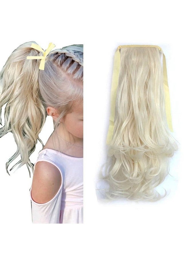 iLUU Curly Ponytail Extension 20" 90G Clip In Ponytail For Women 60 Platinum Blonde Synthetic Tie Up Wavy Ponytail Extensions Clip In Hairpiece And Ponytail For Party Daily Use - Image 2