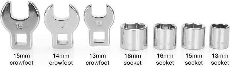 OEMTOOLS 27115 Serpentine Belt Tool Kit, Serpentine Belt Tensioner Tool, 1/2 & 3/8 Square Drive Adapters, Crowfoot Wrench Set (13, 14, & 15mm), Low Profile Socket Set (13, 15, 16, & 18mm) - Image 3