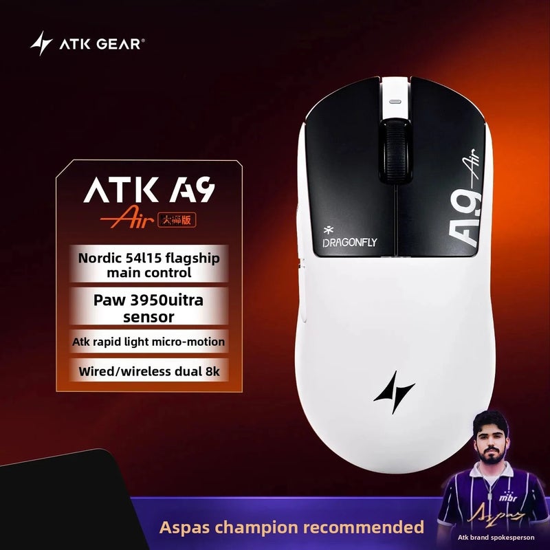 ATK A9 Air Ultimate Wireless Bluetooth Gaming Mouse, PAW3950 Ultra, Dual 8K, Lightweight FPS Esports, for PC - Image 1
