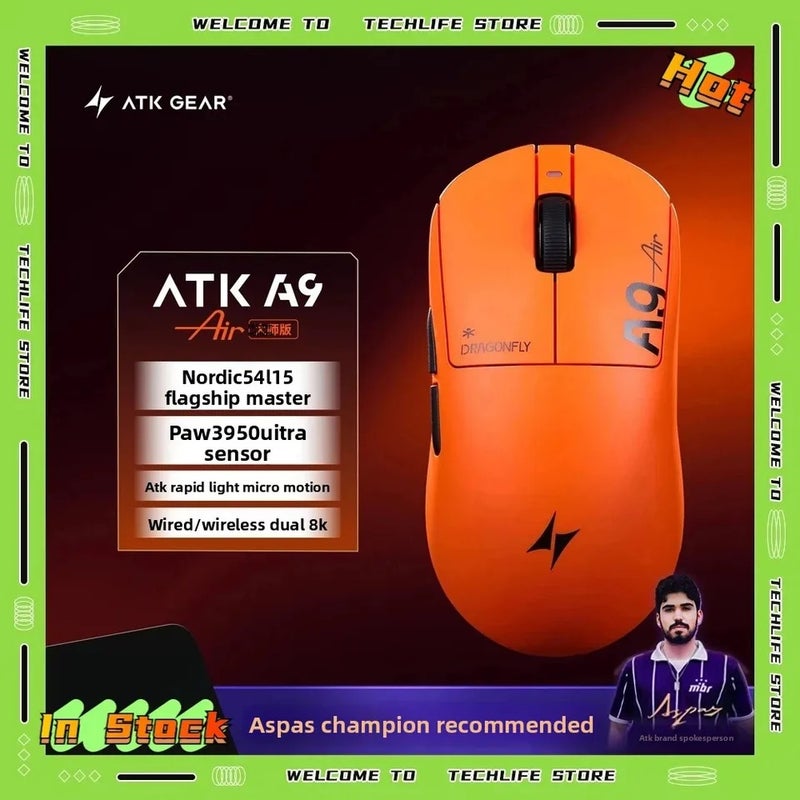 ATK A9 Air Ultimate Wireless Bluetooth Gaming Mouse, PAW3950 Ultra, Dual 8K, Lightweight FPS Esports, for PC - Image 2