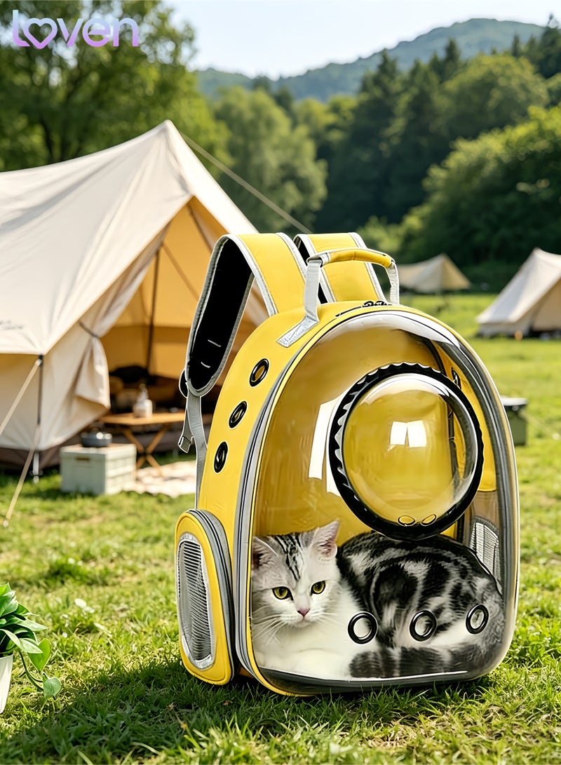 loven Comfortable and breathable pet backpack, meets aviation standards, suitable for kittens, puppies and rabbits (yellow). - Image 3