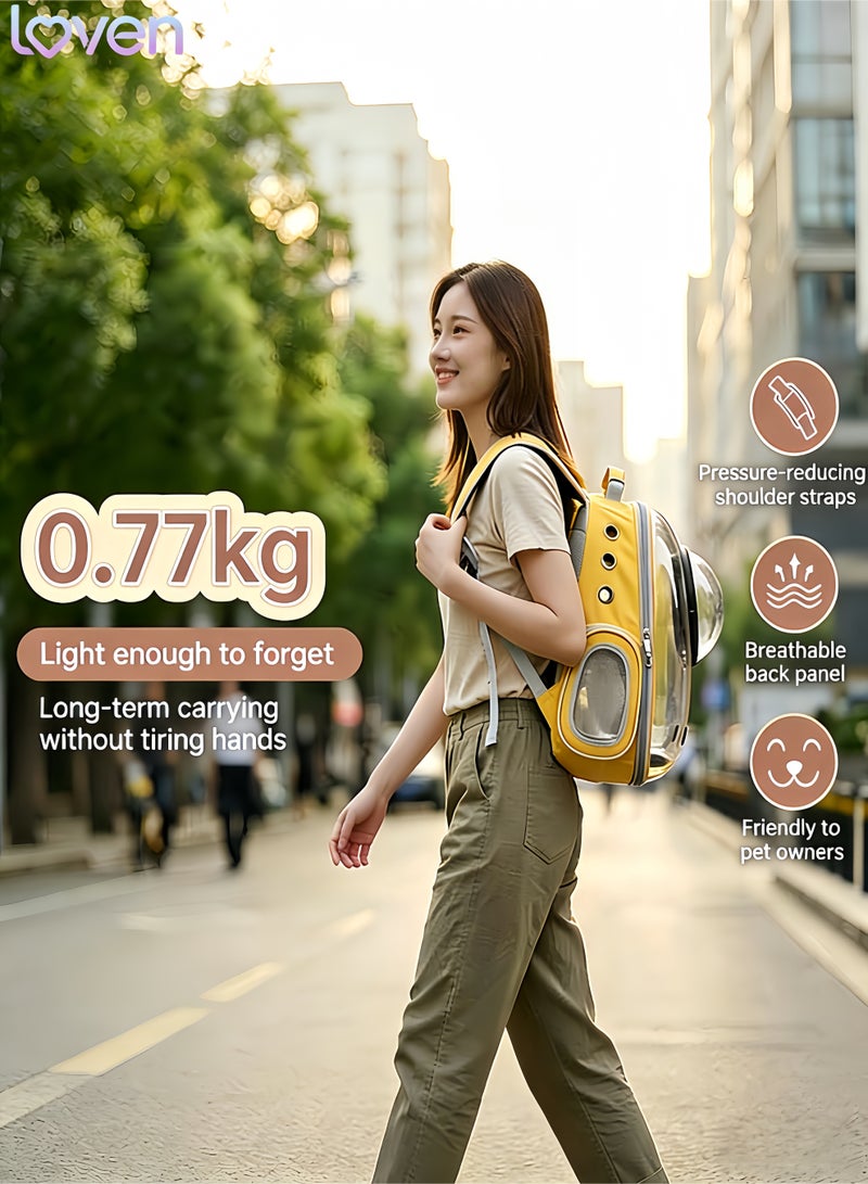 loven Comfortable and breathable pet backpack, meets aviation standards, suitable for kittens, puppies and rabbits (yellow). - Image 5