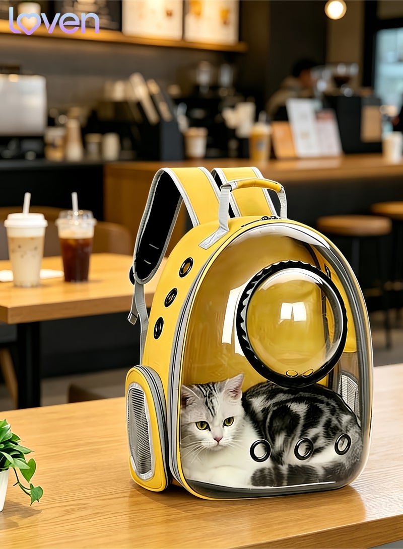 loven Comfortable and breathable pet backpack, meets aviation standards, suitable for kittens, puppies and rabbits (yellow). - Image 4