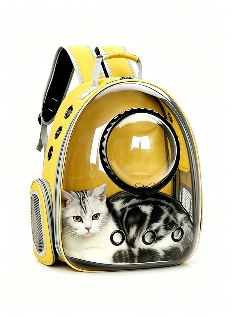 loven Comfortable and breathable pet backpack, meets aviation standards, suitable for kittens, puppies and rabbits (yellow). - Image 1