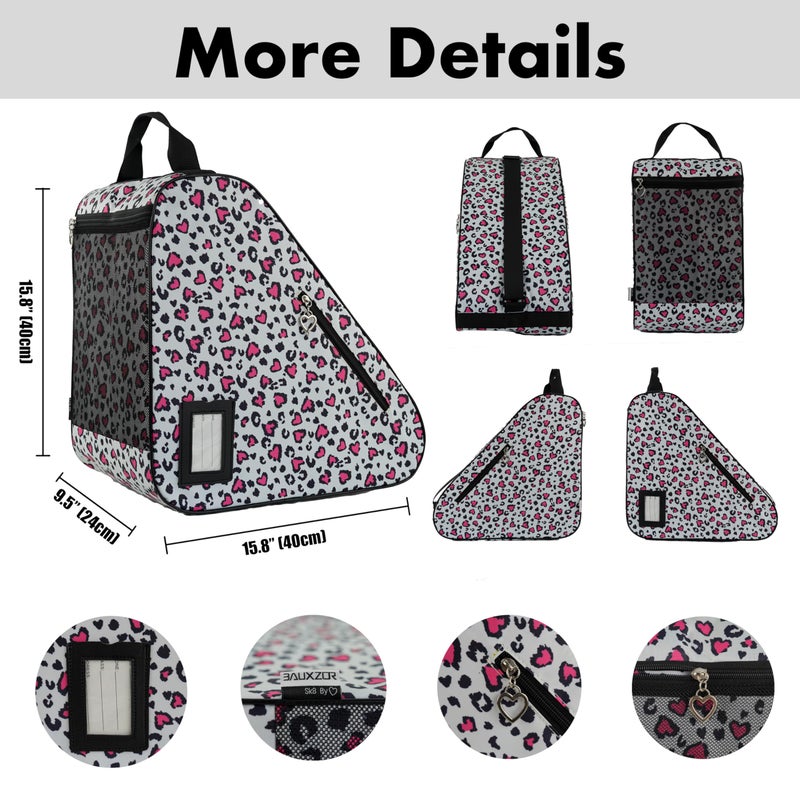 BAUXZOR Skate Bags for Roller Skates, Ice Skates, Quad Skates, Inline Skates, Figure Skates, Skate Accessories for Kids and Adults (Leo Pink 14) - Image 3