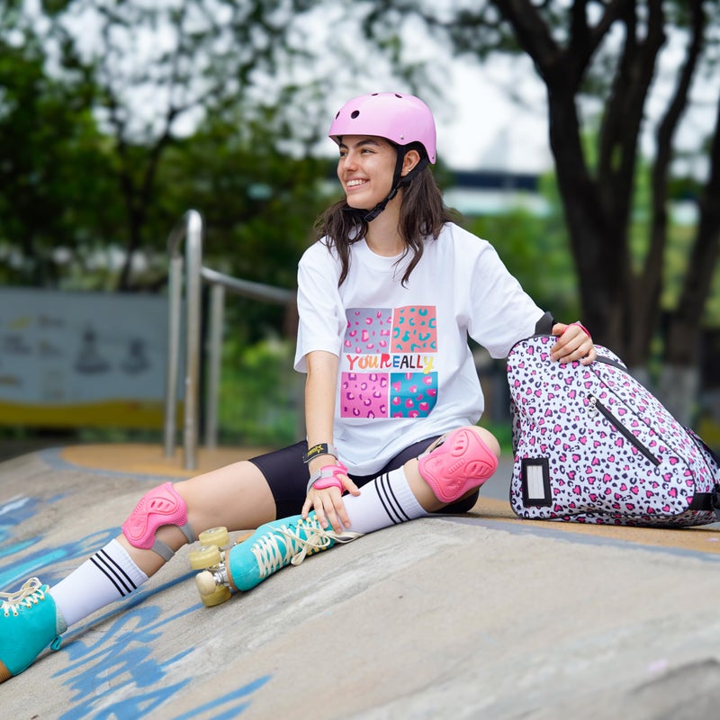 BAUXZOR Skate Bags for Roller Skates, Ice Skates, Quad Skates, Inline Skates, Figure Skates, Skate Accessories for Kids and Adults (Leo Pink 14) - Image 2