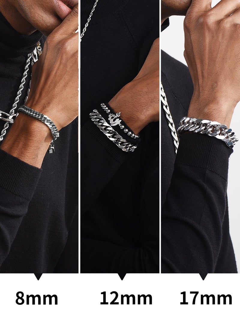 ChainsHouse Stainless Steel Curb Chain Bracelet for Men 12mm 21cm Curb Bracelet Man Bangle Xmas Gift - Image 4