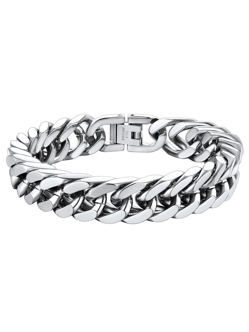 ChainsHouse Stainless Steel Curb Chain Bracelet for Men 12mm 21cm Curb Bracelet Man Bangle Xmas Gift - Image 1