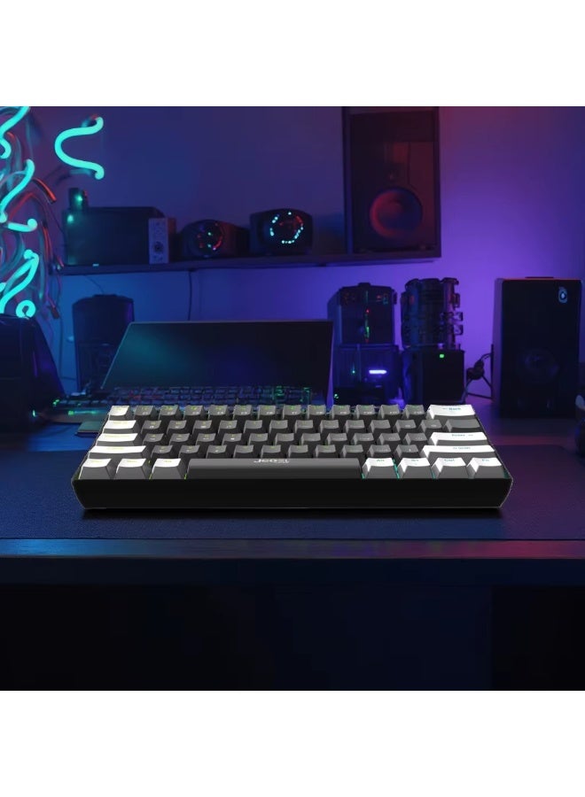 JeDEL KL69 60% Mechanical Gaming Keyboard Rainbow - Red Switches - Detchable USB C Cable - English and Arabic Keys - Image 3