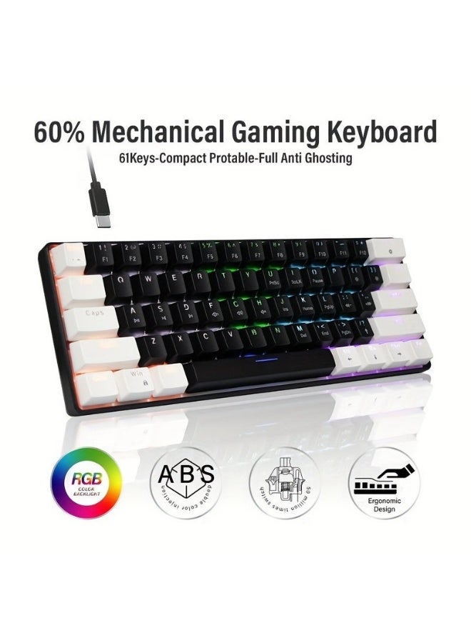 JeDEL KL69 60% Mechanical Gaming Keyboard Rainbow - Red Switches - Detchable USB C Cable - English and Arabic Keys - Image 4