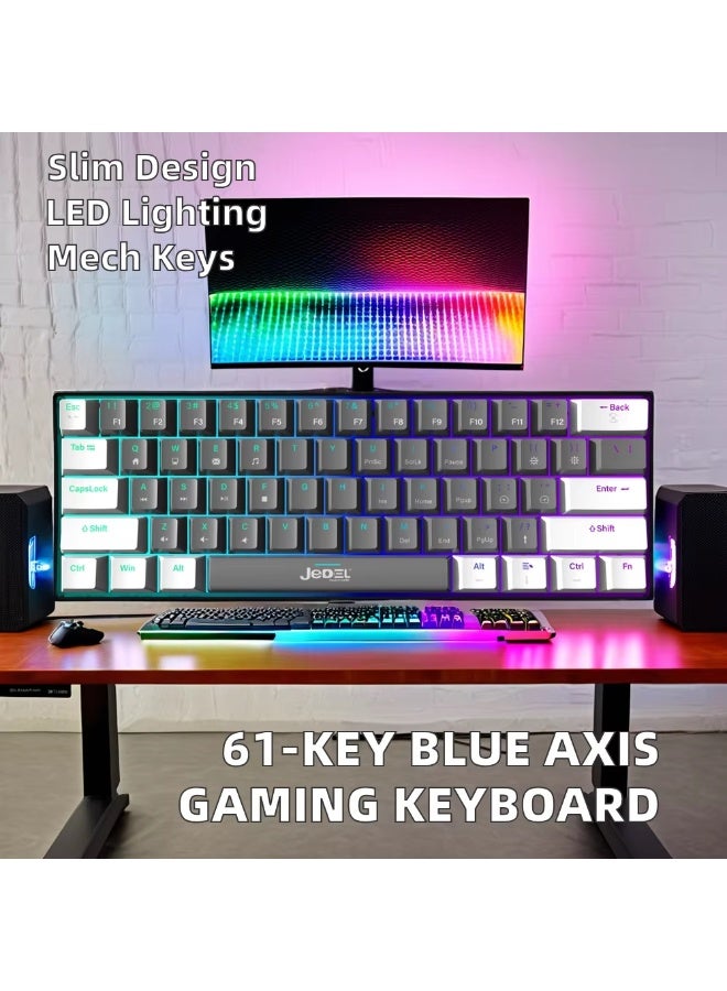 JeDEL KL69 60% Mechanical Gaming Keyboard Rainbow - Red Switches - Detchable USB C Cable - English and Arabic Keys - Image 2