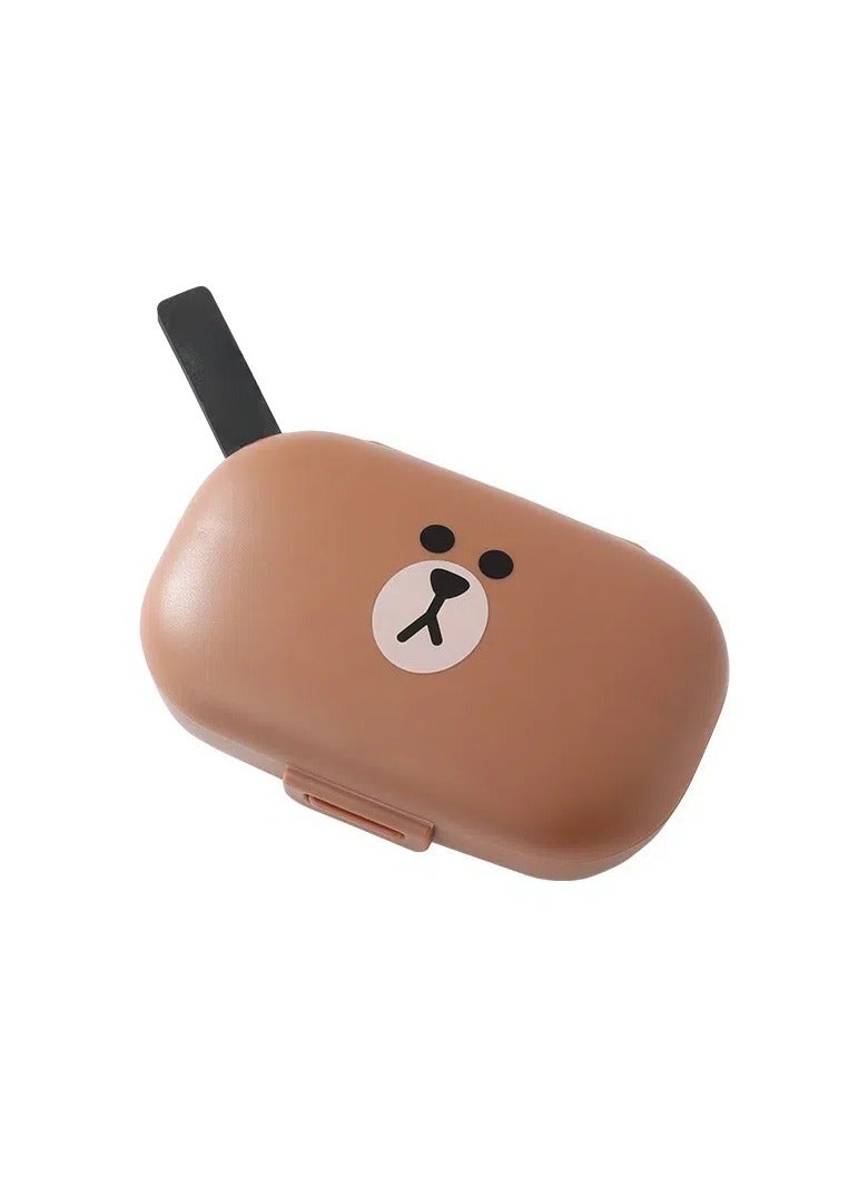 general Brown bear small pill box, divided into compartment portable seven days a week with lid partition storage box, moisture-proof medicine dispenser small packing, sealed pill box - Image 1