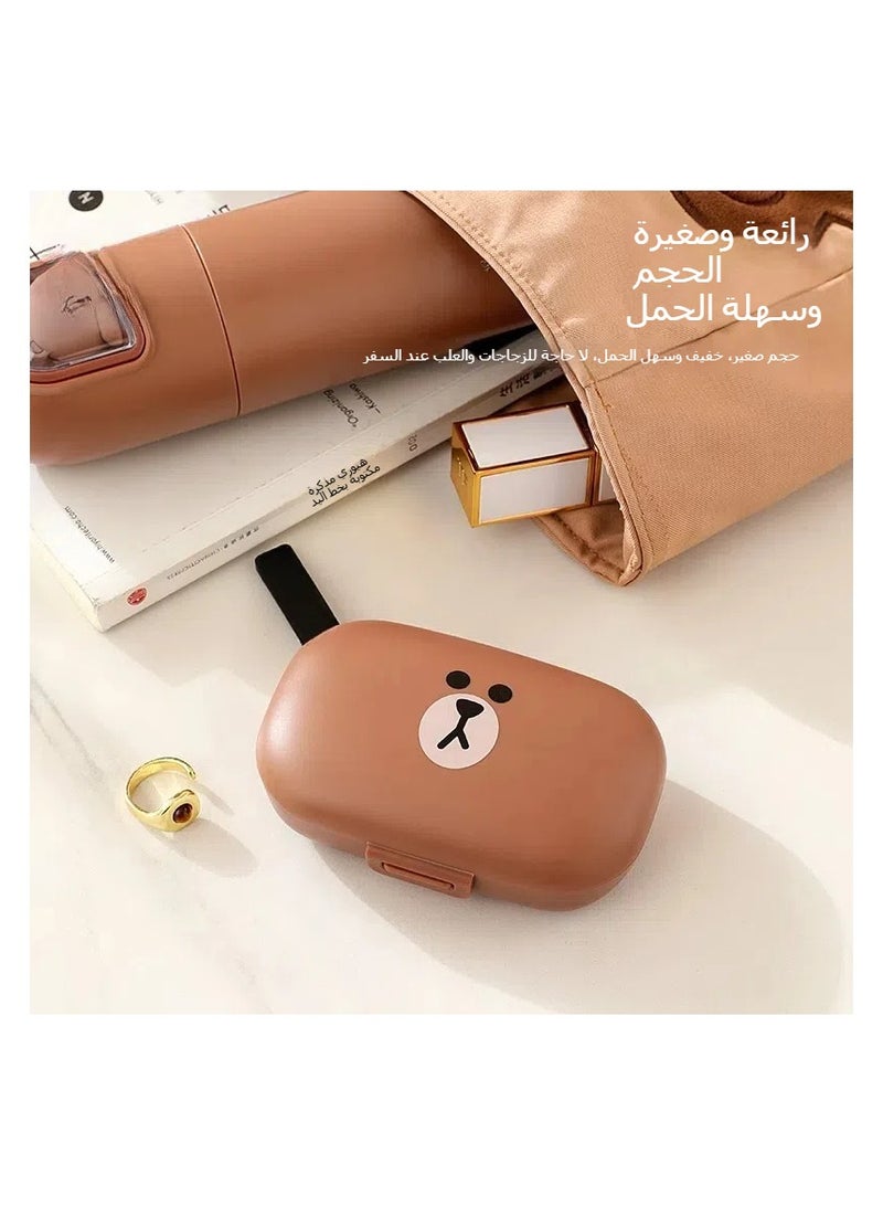 general Brown bear small pill box, divided into compartment portable seven days a week with lid partition storage box, moisture-proof medicine dispenser small packing, sealed pill box - Image 3