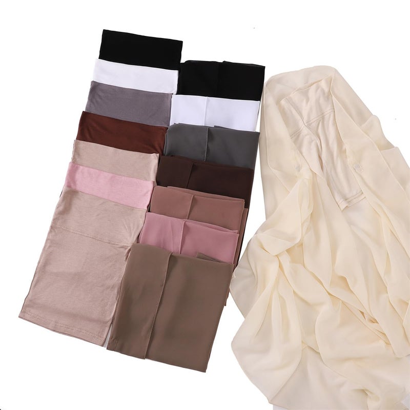 HURESON Instant Chiffon Hijab Set 3-in-1 Hijabs Scarf with Built-in Magnets and Undercap Head Wraps with Modal Cap (1# black) - Image 5