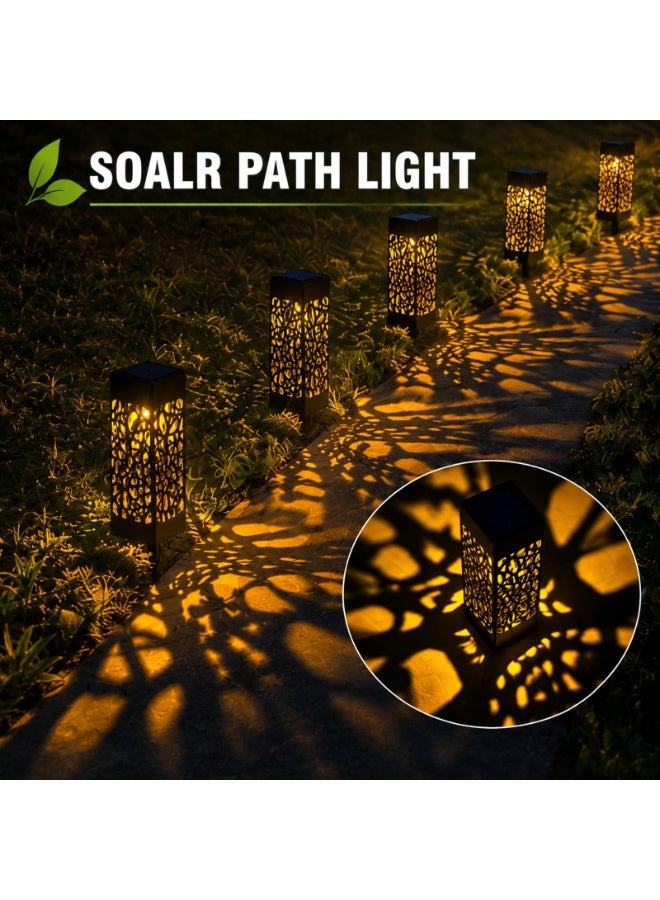 عربست مصابيح شمسية خارجية للممرات (طقم من 4 قطع) - مصابيح LED بإضاءة دافئة، إضاءة شمسية للحدائق والمناظر الطبيعية، مصابيح عشبية لتزيين الفناء والباحة والممرات (إضاءة دافئة) - Image 2