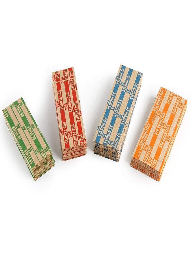 L LIKED 100 Assorted Flat Coin Roll Wrappers, for Quarters, Dimes, Nickels, Pennies, Coin Wrappers Rolls for Bank & Daily Use - Image 5