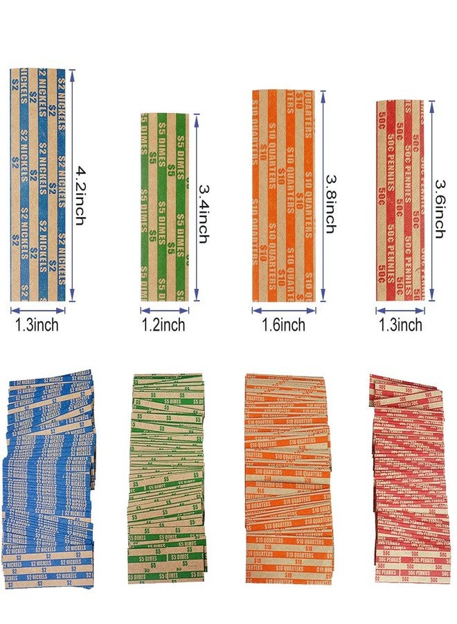 L LIKED 100 Assorted Flat Coin Roll Wrappers, for Quarters, Dimes, Nickels, Pennies, Coin Wrappers Rolls for Bank & Daily Use - Image 4