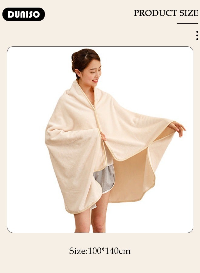 DUNISO 2 in 1 Wearable Blanket Button Shawl, Multifunction Shoulder Warm, Fleece Wearable Blanket, Comfy Poncho Throw, Lap Blanket for Winter, Home, Office, School  - Image 4
