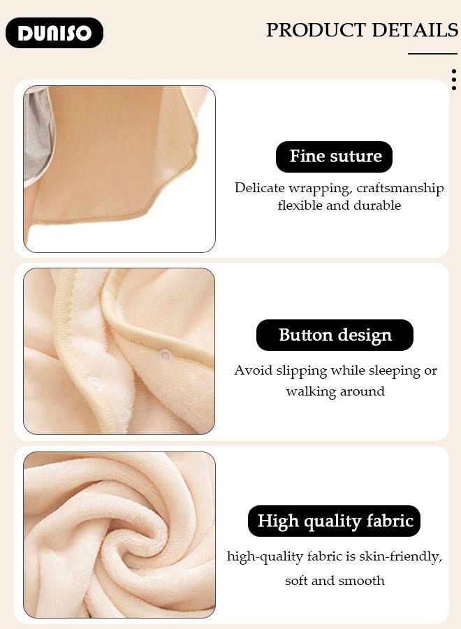 DUNISO 2 in 1 Wearable Blanket Button Shawl, Multifunction Shoulder Warm, Fleece Wearable Blanket, Comfy Poncho Throw, Lap Blanket for Winter, Home, Office, School  - Image 2