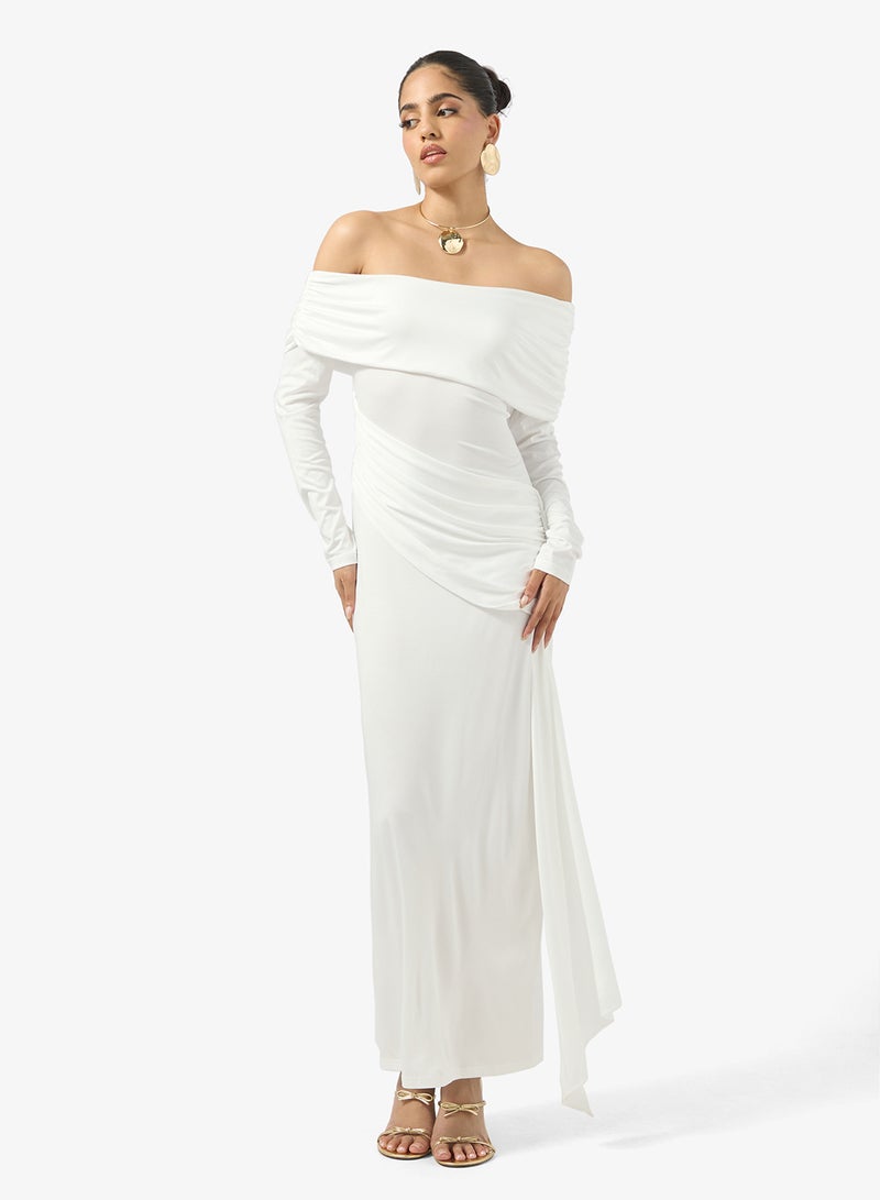 جينجر فستان ضيق بكتف واحد وأكمام كاب منسدلة - Image 1