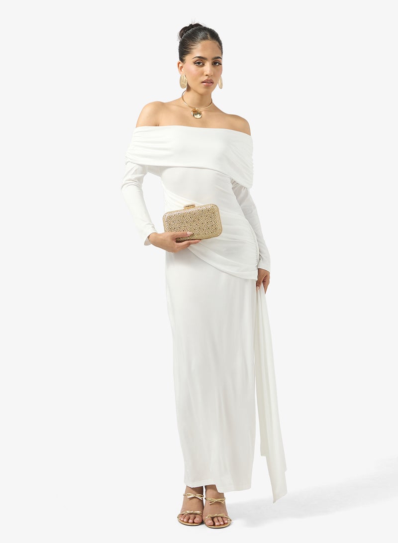 جينجر فستان ضيق بكتف واحد وأكمام كاب منسدلة - Image 4