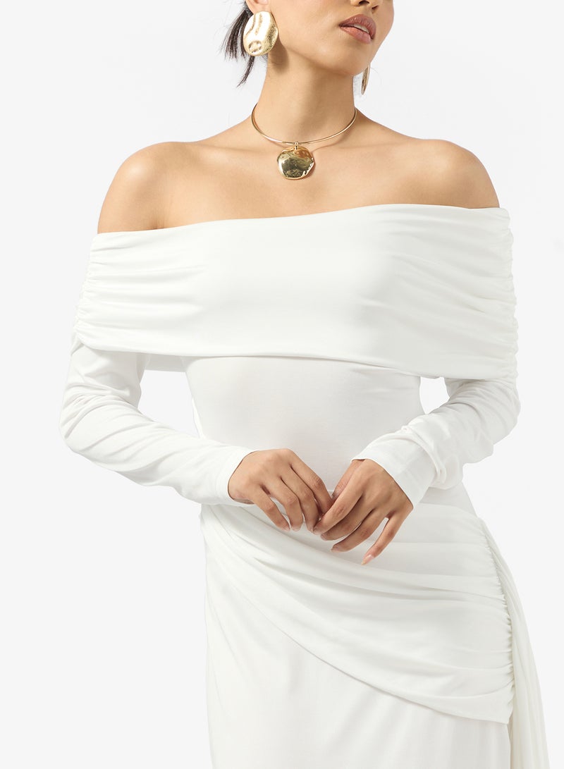 جينجر فستان ضيق بكتف واحد وأكمام كاب منسدلة - Image 3