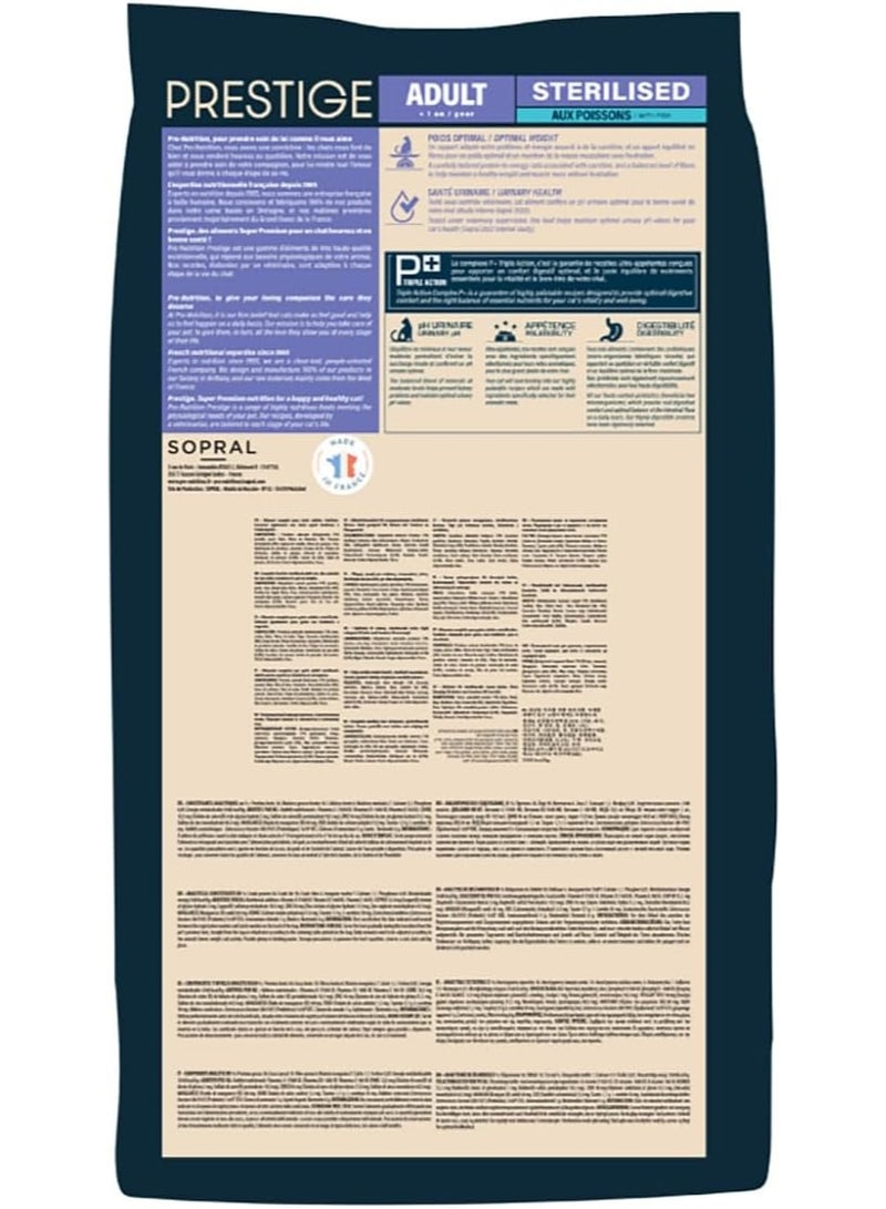 Pro nutrition Prestige Cat Adult Sterilised Fish 10Kg - Image 2