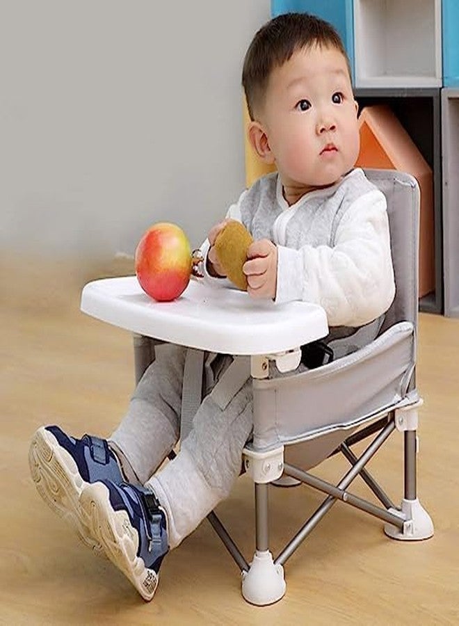 Olpad Space Saver Baby Seat Booster High Chair Camping Chair for Kids, Toddler Beach Chair for Travel Outdoor, Folding Chair Booster Seat with Tray for Feeding Indoor, Compact and Design, Cloudy - Image 2