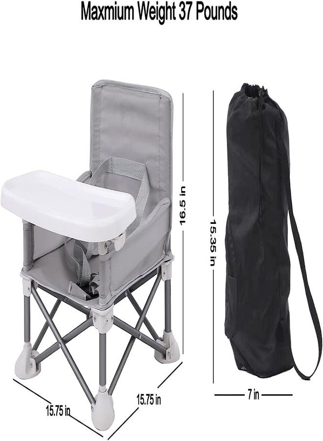 Olpad Space Saver Baby Seat Booster High Chair Camping Chair for Kids, Toddler Beach Chair for Travel Outdoor, Folding Chair Booster Seat with Tray for Feeding Indoor, Compact and Design, Cloudy - Image 4