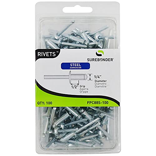 Surebonder FPC88S-100 Long Steel Rivets - 1/4" Diameter, 1/2" Grip - 100 Count - Image 1