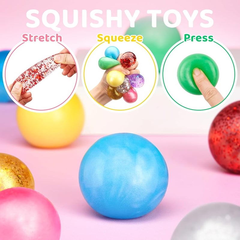 JOYIN 24 Pcs Squeeze Sensory Stress Balls, Autism Sensory Squishy Toys Stress Balls for Adults Kids, Autism Hyperactivity, Stress Relieve - Image 3