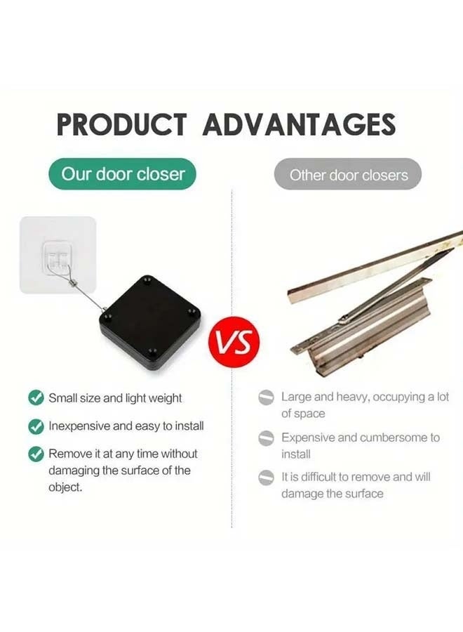 Non-perforated Automatic Sensing Door Closer Multifunctional Automatic Door Closer Automatic Door Closer For Household And Commercial Use With Pull Cord Type Door Closer - Image 4