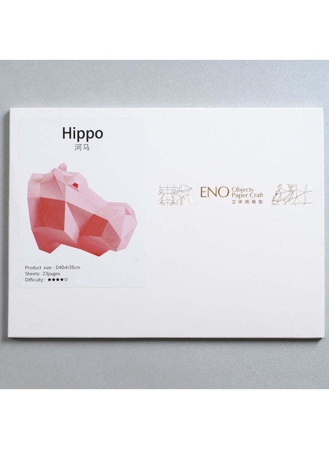 Creative 3d Jigsaw Puzzle Educational Assembly Toys Parent-child Building Blocks Adult Gifts Wooden Puzzles-Color:620785 Three-dimensional Paper Model-hippo (23 Pieces) - Image 1