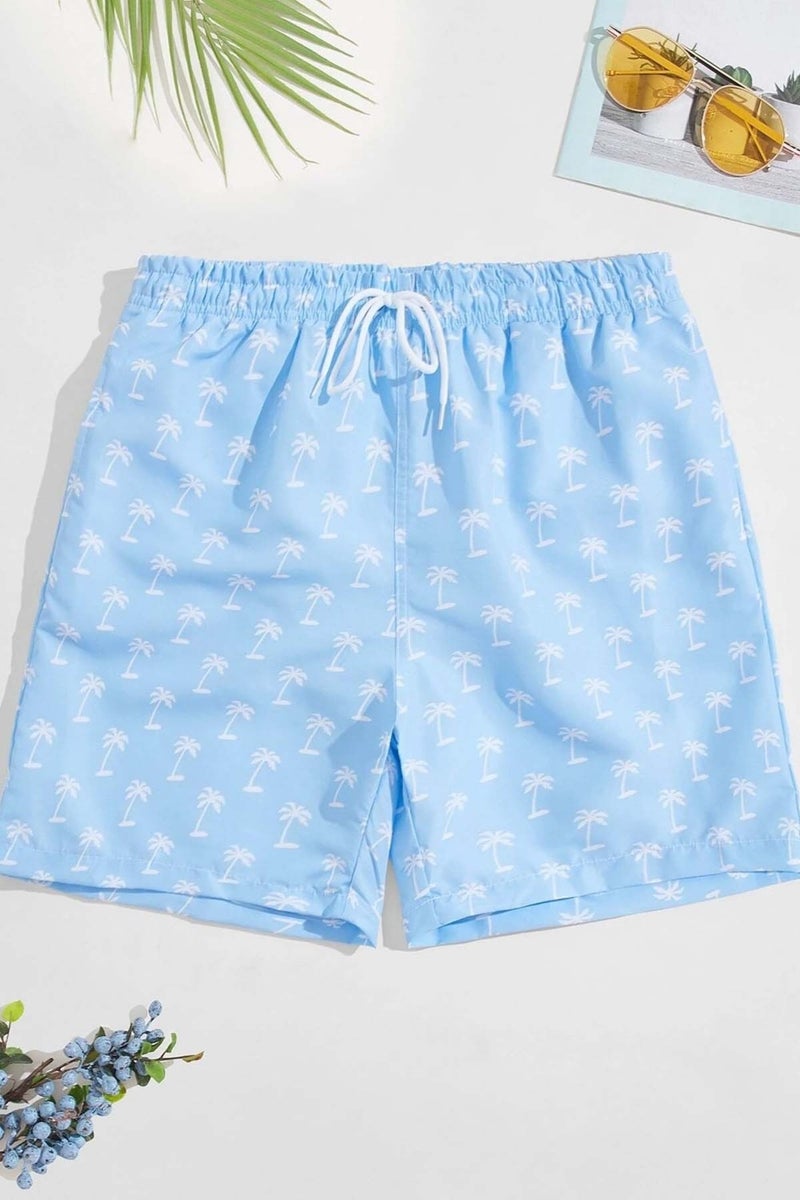 Angelsin Men's Basic Standard Size Stylish Palm Printed Swimsuit with Pocket Swim Shorts  - Image 1