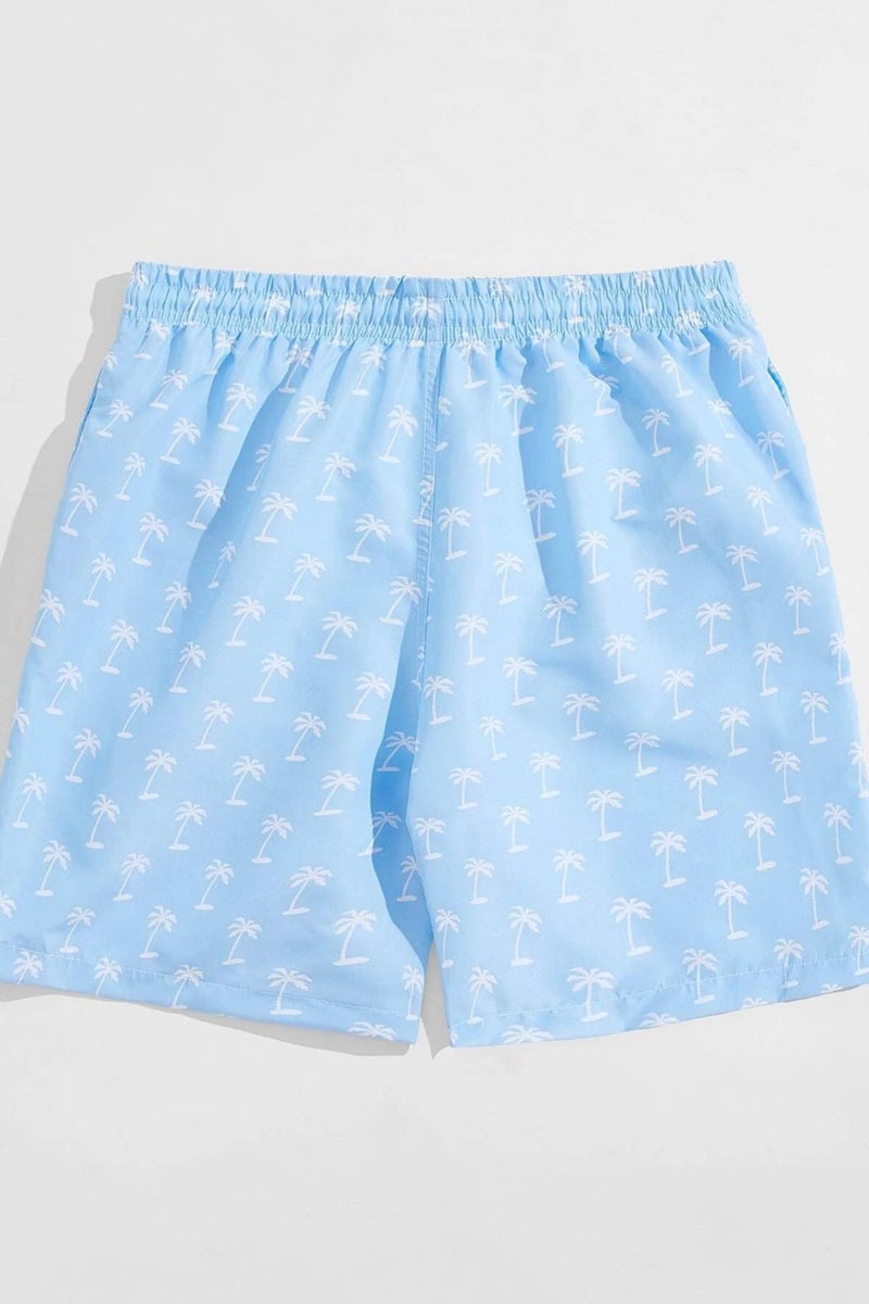 Angelsin Men's Basic Standard Size Stylish Palm Printed Swimsuit with Pocket Swim Shorts  - Image 2