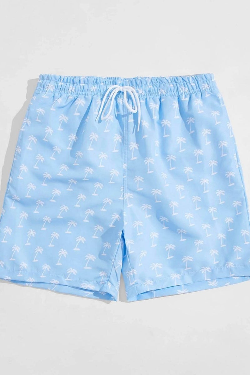 Angelsin Men's Basic Standard Size Stylish Palm Printed Swimsuit with Pocket Swim Shorts  - Image 3