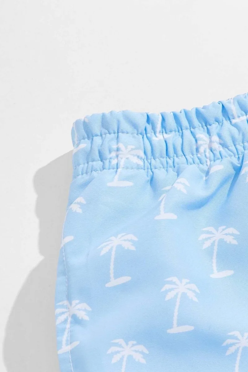 Angelsin Men's Basic Standard Size Stylish Palm Printed Swimsuit with Pocket Swim Shorts