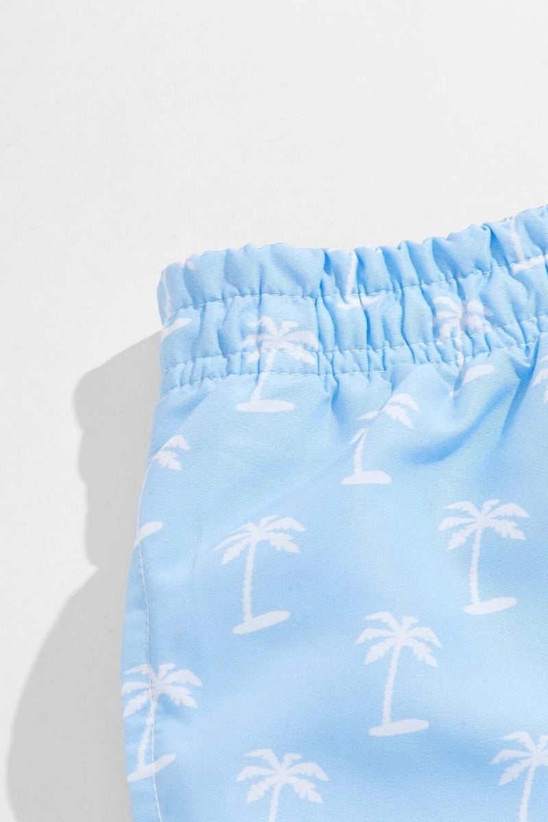 Angelsin Men's Basic Standard Size Stylish Palm Printed Swimsuit with Pocket Swim Shorts  - Image 5
