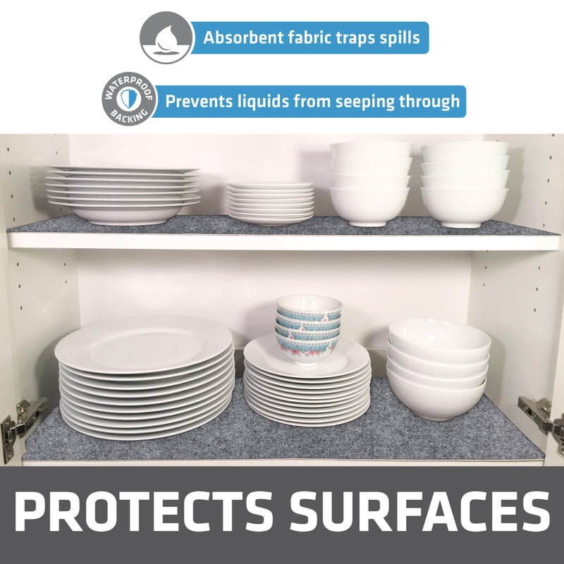 Drymate Premium Luxury Shelf & Drawer Liner, Thick Cushioned Fabric, Non-Adhesive, Absorbent, Waterproof, Slip-Resistant, Liners for Kitchen Cabinets (USA Made)(11â€x36â€)(2-Pack)(Light Grey Ridged) - Image 3