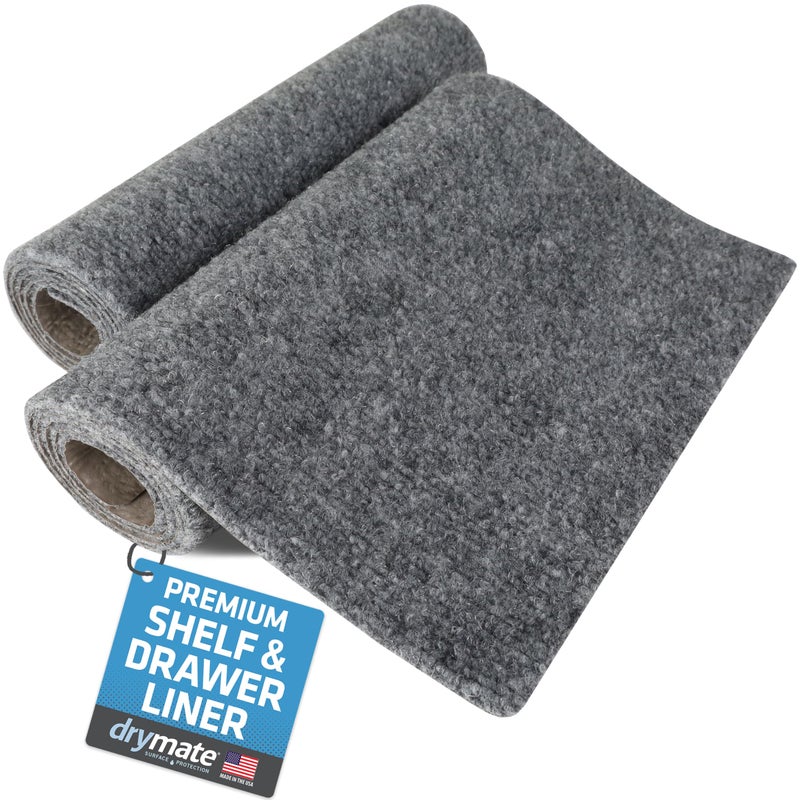 Drymate Premium Luxury Shelf & Drawer Liner, Thick Cushioned Fabric, Non-Adhesive, Absorbent, Waterproof, Slip-Resistant, Liners for Kitchen Cabinets (USA Made)(11â€x36â€)(2-Pack)(Light Grey Ridged) - Image 1