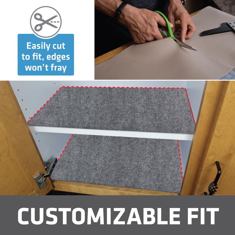 Drymate Premium Luxury Shelf & Drawer Liner, Thick Cushioned Fabric, Non-Adhesive, Absorbent, Waterproof, Slip-Resistant, Liners for Kitchen Cabinets (USA Made)(11â€x36â€)(2-Pack)(Light Grey Ridged) - Image 5