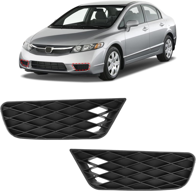 BXZ Front Bumper Grille Fog Light Lamp Cover for Honda Civic - Image 1