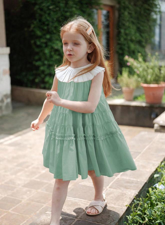 Take Two Girls Contrast Trim Sleeveless Tiered Dress - Image 4