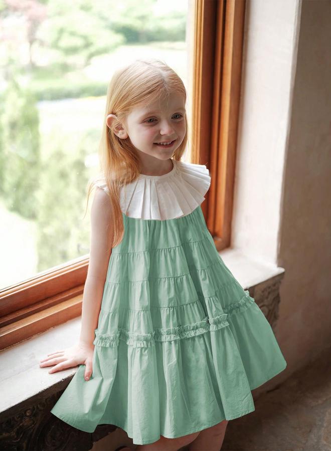 Take Two Girls Contrast Trim Sleeveless Tiered Dress - Image 5