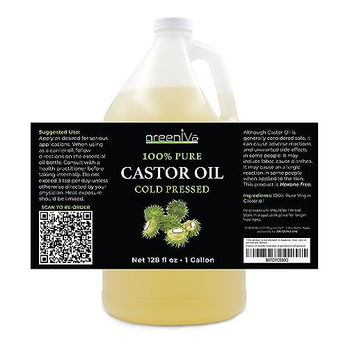 GreenIVe Castor Oil Organically Grown 100% Pure 128oz (1 Gallon) Bottle Cold Pressed, Hexane Free, Eyelash and Eybrow Growth Serum, Skin Moisturizer Detox and Wraps - Image 3