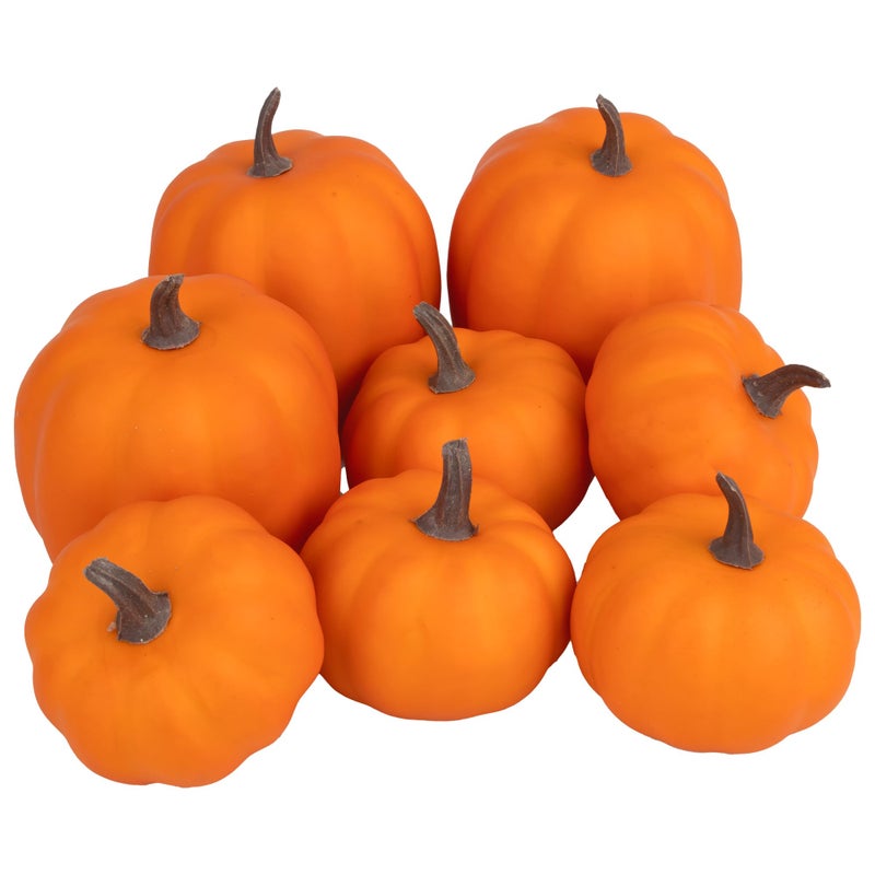 Artgar Orange Artificial Pumpkins Harvest Decor Foam Pumpkin 8 PCS Set for Halloween Thanksgiving Fall Decorations Realistic Faux Pumpkins for Festive Home Decor