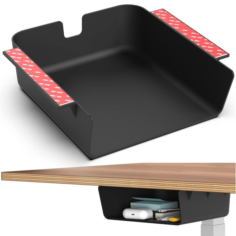 HumanCentric رف تخزين تحت المكتب من هيومن سنترك، منظم أدراج للمكتب، محطات العمل، الطاولات، المكاتب القابلة للجلوس والوقوف، إعدادات الألعاب، صينية تخزين قابلة للتثبيت، إدارة الكابلات، تثبيت بالبراغي أو اللصق بشريط VHB - Image 1