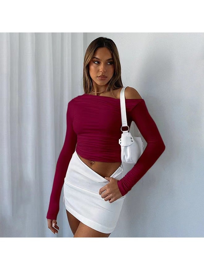 NIBEMINENT Oblique Shoulder Asymmetry Long Sleeve T-Shirt - Image 1